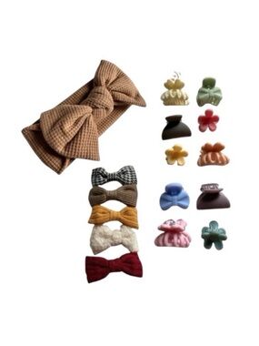 Head Wrap Bow With Bow Clippies And Claw Clips